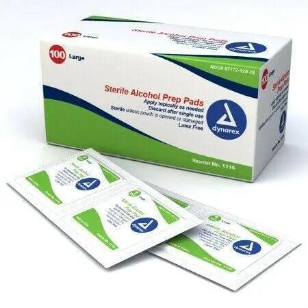 Alcohol Prep Pads, Large, Sterile 100/Box - Dynarex at Stag Medical - Eye Care, Ophthalmology and Optometric Products. Shop and save on Proparacaine, Tropicamide and More at Stag Medical & Eye Care Supply