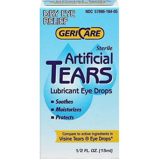 Artificial Tears, Lubricant Eye Drops, 0.5oz - Gericare at Stag Medical - Eye Care, Ophthalmology and Optometric Products. Shop and save on Proparacaine, Tropicamide and More at Stag Medical & Eye Care Supply