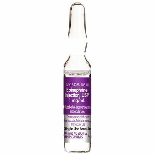 Epinephrine Ampules, 1mg/mL 10Pack - Ophthalmic at Stag Medical - Eye Care, Ophthalmology and Optometric Products. Shop and save on Proparacaine, Tropicamide and More at Stag Medical & Eye Care Supply