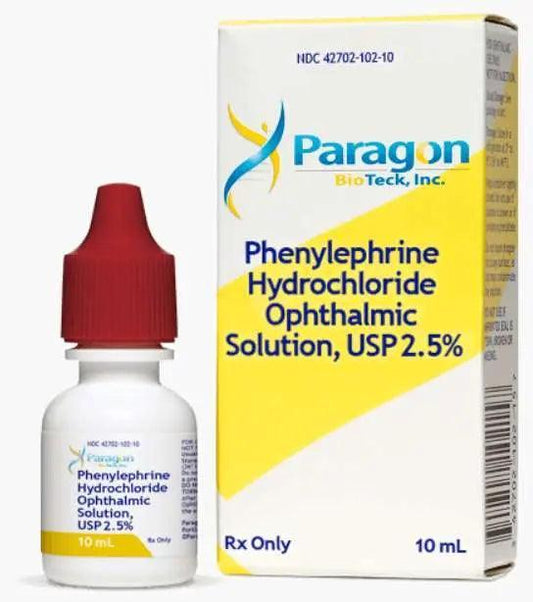 Phenylephrine Ophthalmic Solution 2.5%, 10mL - Paragon Bioteck at Stag Medical - Eye Care, Ophthalmology and Optometric Products. Shop and save on Proparacaine, Tropicamide and More at Stag Medical & Eye Care Supply