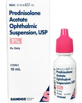 Prednisolone Acetate Ophthalmic Suspension 1% 5mL - Sandoz at Stag Medical - Eye Care, Ophthalmology and Optometric Products. Shop and save on Proparacaine, Tropicamide and More at Stag Medical & Eye Care Supply