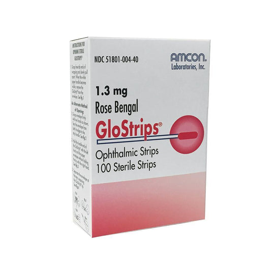 Rose Bengal GloStrips Ophthalmic - 100/Box - Amcon-BACKORDERED at Stag Medical - Eye Care, Ophthalmology and Optometric Products. Shop and save on Proparacaine, Tropicamide and More at Stag Medical & Eye Care Supply