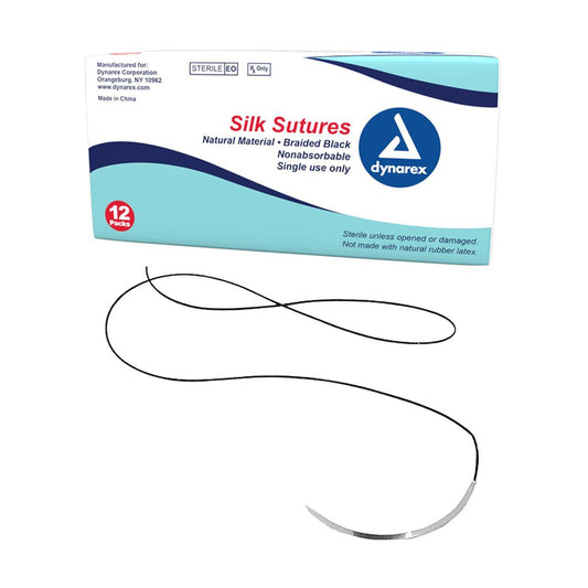 Sutures - Silk - Non Absorbable Synthetic - 12/Box at Stag Medical - Eye Care, Ophthalmology and Optometric Products. Shop and save on Proparacaine, Tropicamide and More at Stag Medical & Eye Care Supply